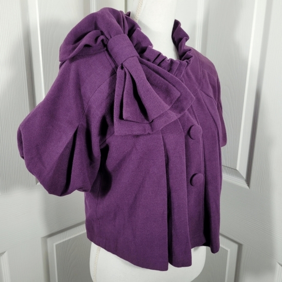 NWT Ryu Swing Coat Jacket in Purple Puff Sleeves & Big Bow Size Medium - Picture 4 of 13